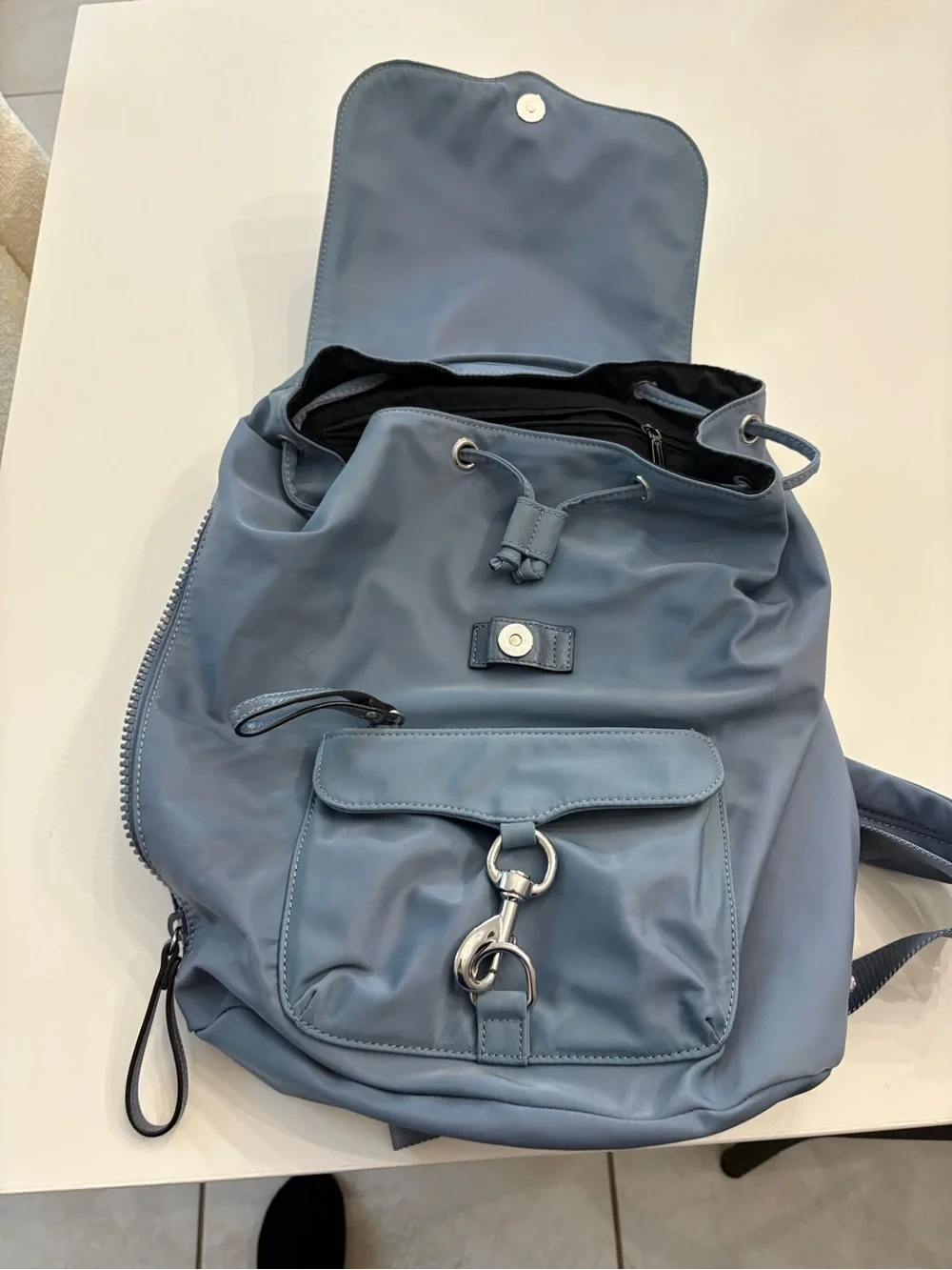 Rebecca Minkoff Bike Share Nylon Backpack Dusty Blue Utility Travel Bag